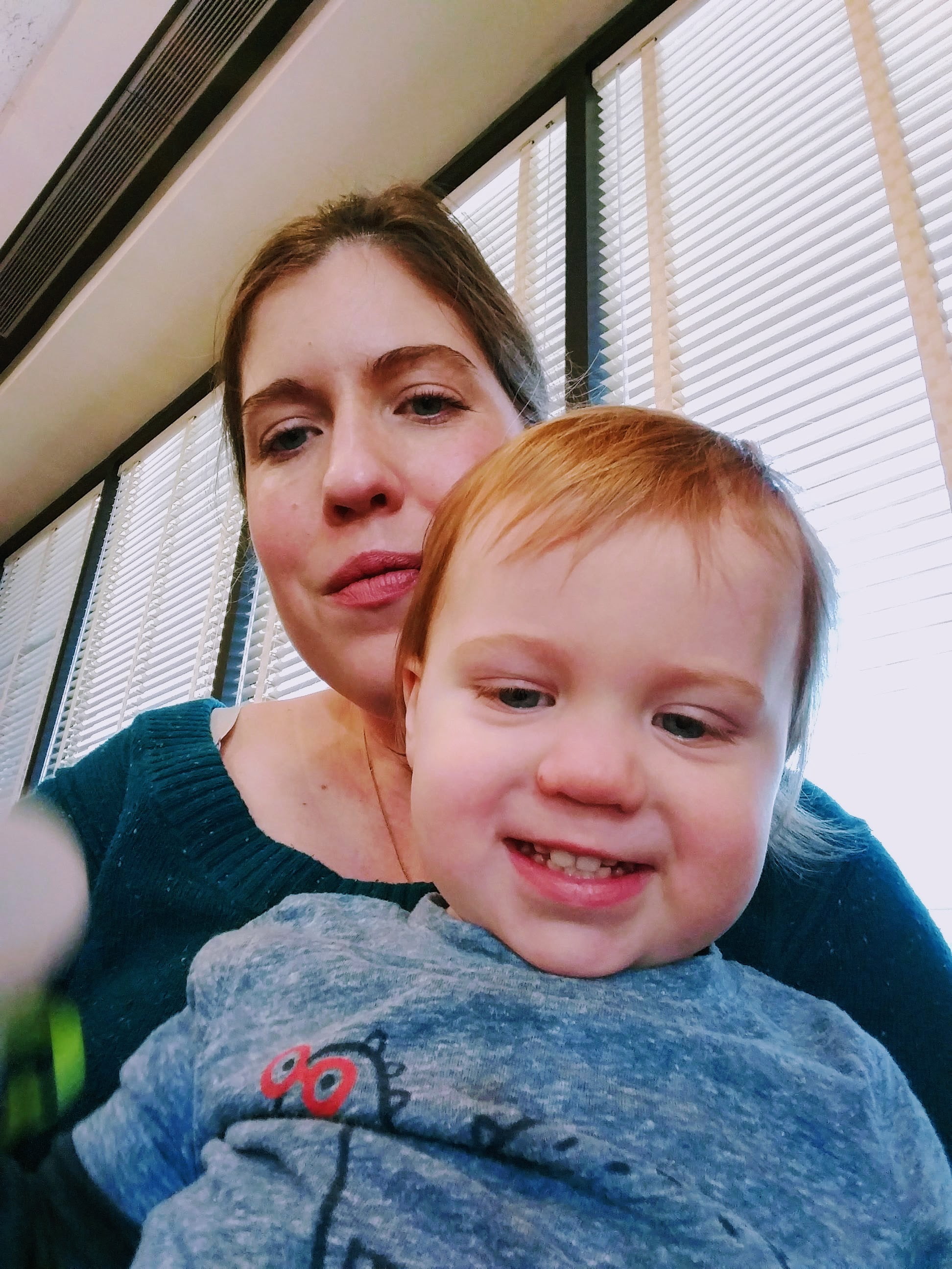 mom and autistic toddler selfie